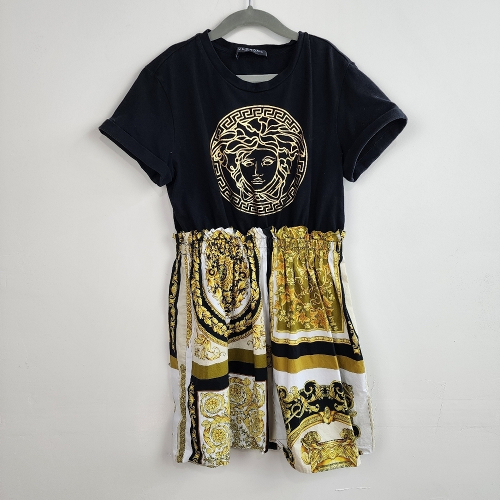 Versace Black and Gold Dress, Size 10a